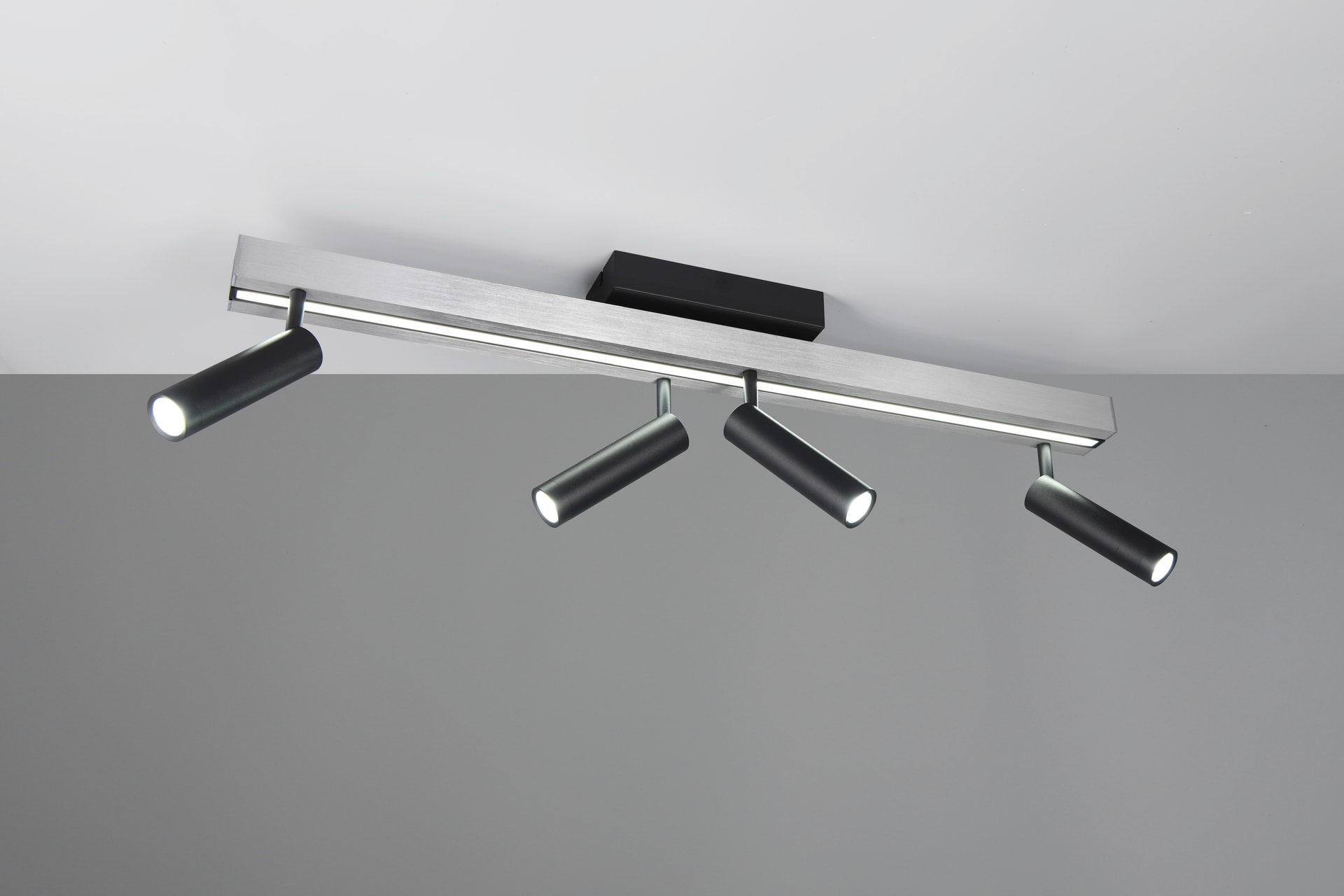 TRIO LED Deckenlampe mit 4 Spots ZENO 85-133 cm Alu /schwarz