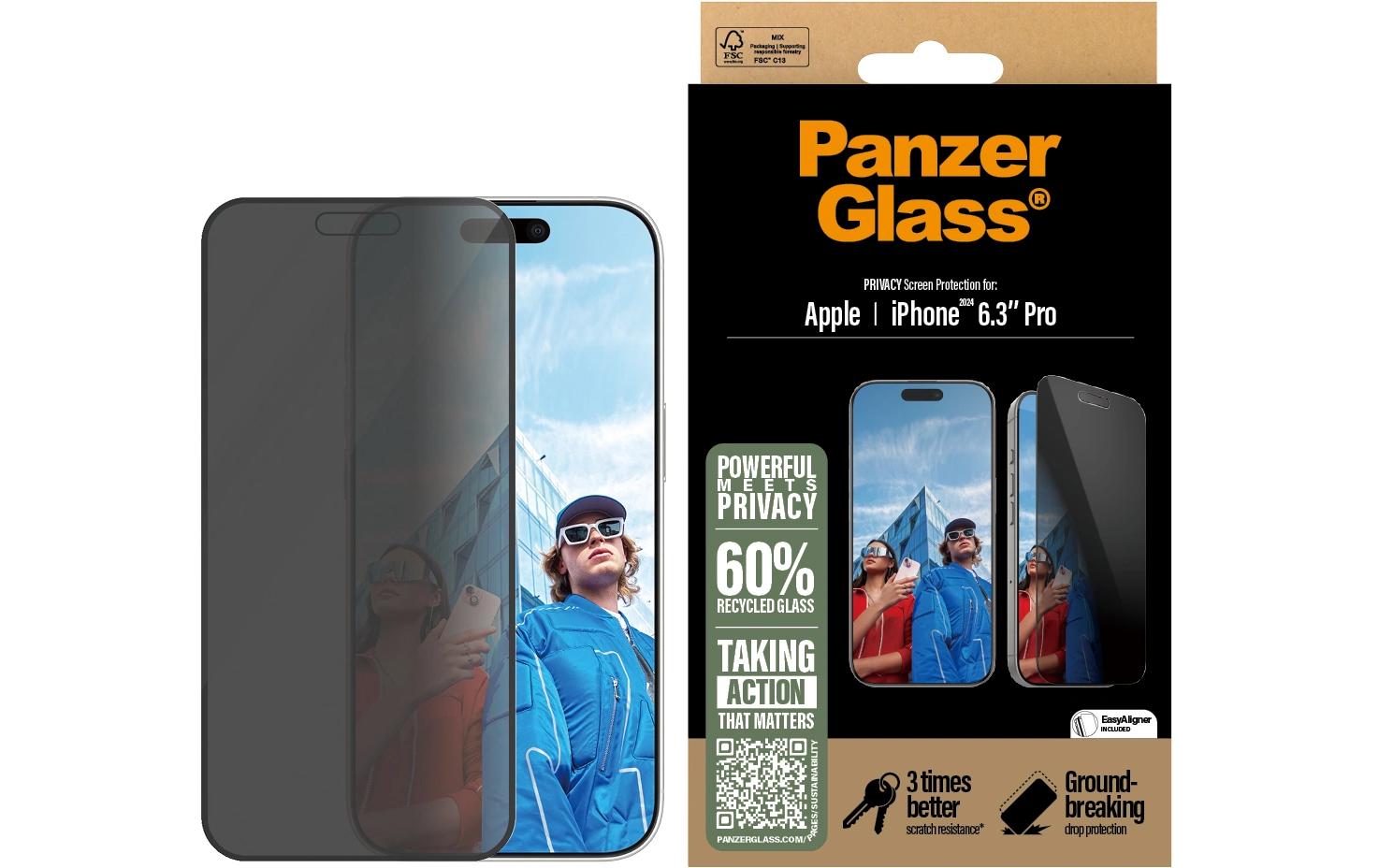 Displayschutz Ultra Wide Fit Privacy iPhone 16 ProPrivacy-Display-Schutzfolie für das Apple iPhone 16 Pro