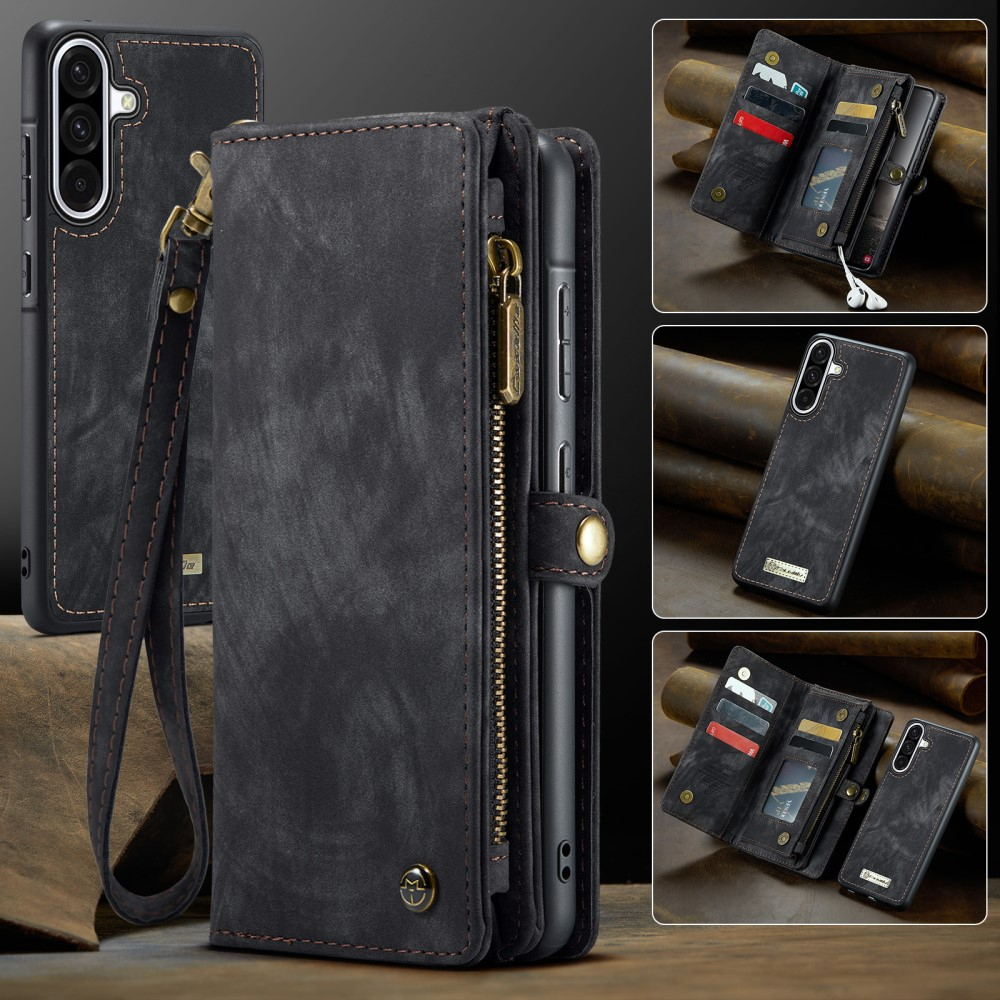 Samsung Galaxy A56 2in1 Leder Tasche   Magnet Hardcase Karten Etui - Schwarz