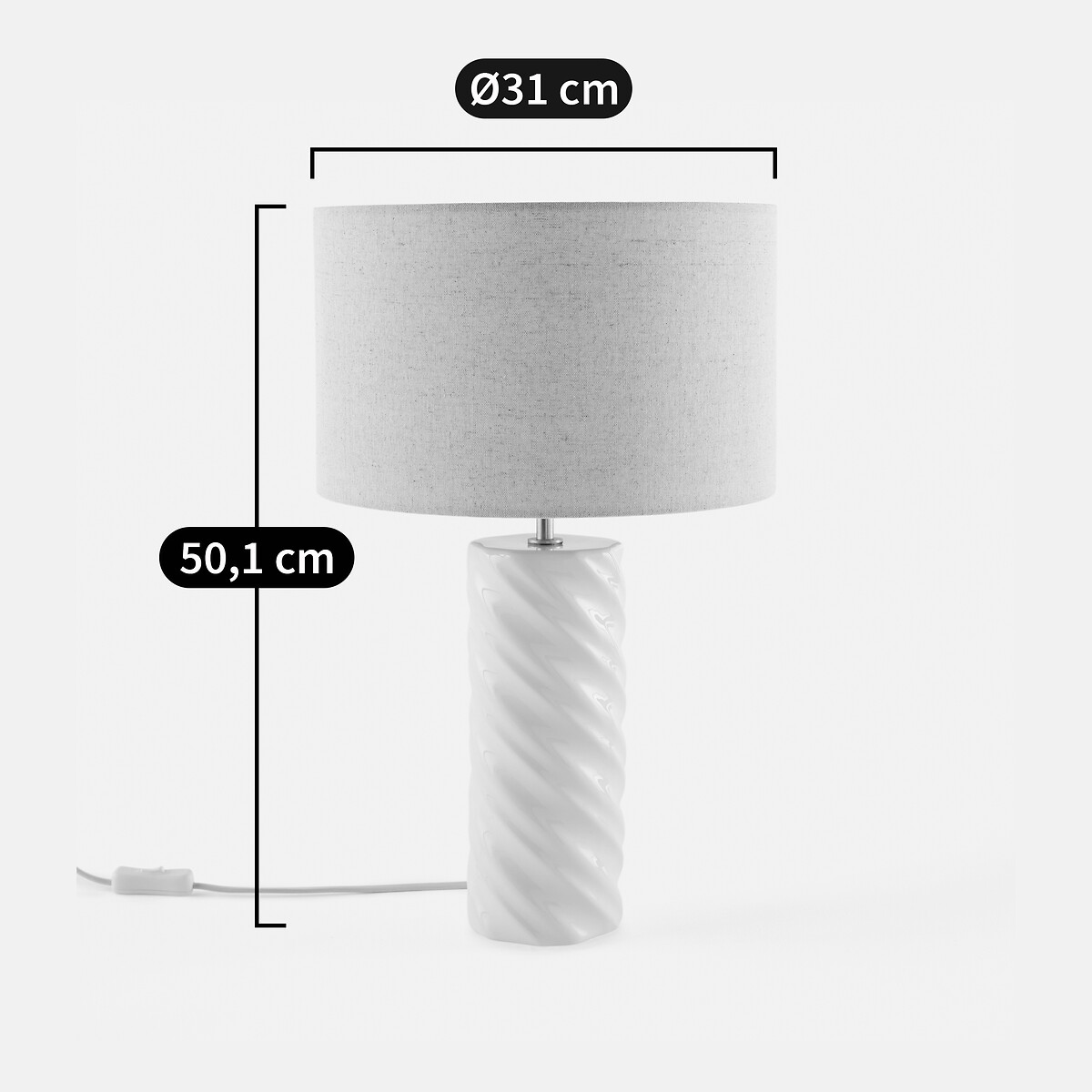 LA REDOUTE INTERIEURS<br>Candeeiro de mesa de cerâmica e linho, Dehen