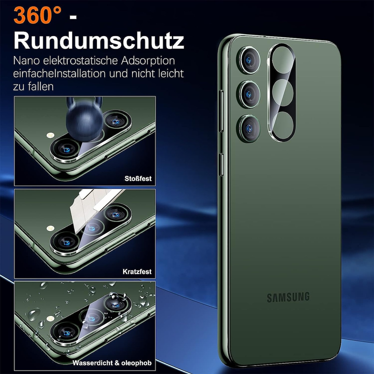 2-pakning med skjermbeskyttere og 2-pakning med linsebeskyttere til Samsung S23