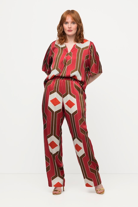 Hose, Retro-Design, weites Bein, Elastikbund
