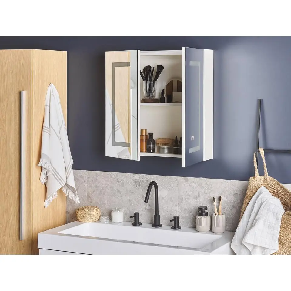 MAZARREDO - Badkamermeubel LED - Zwart - Multiplex