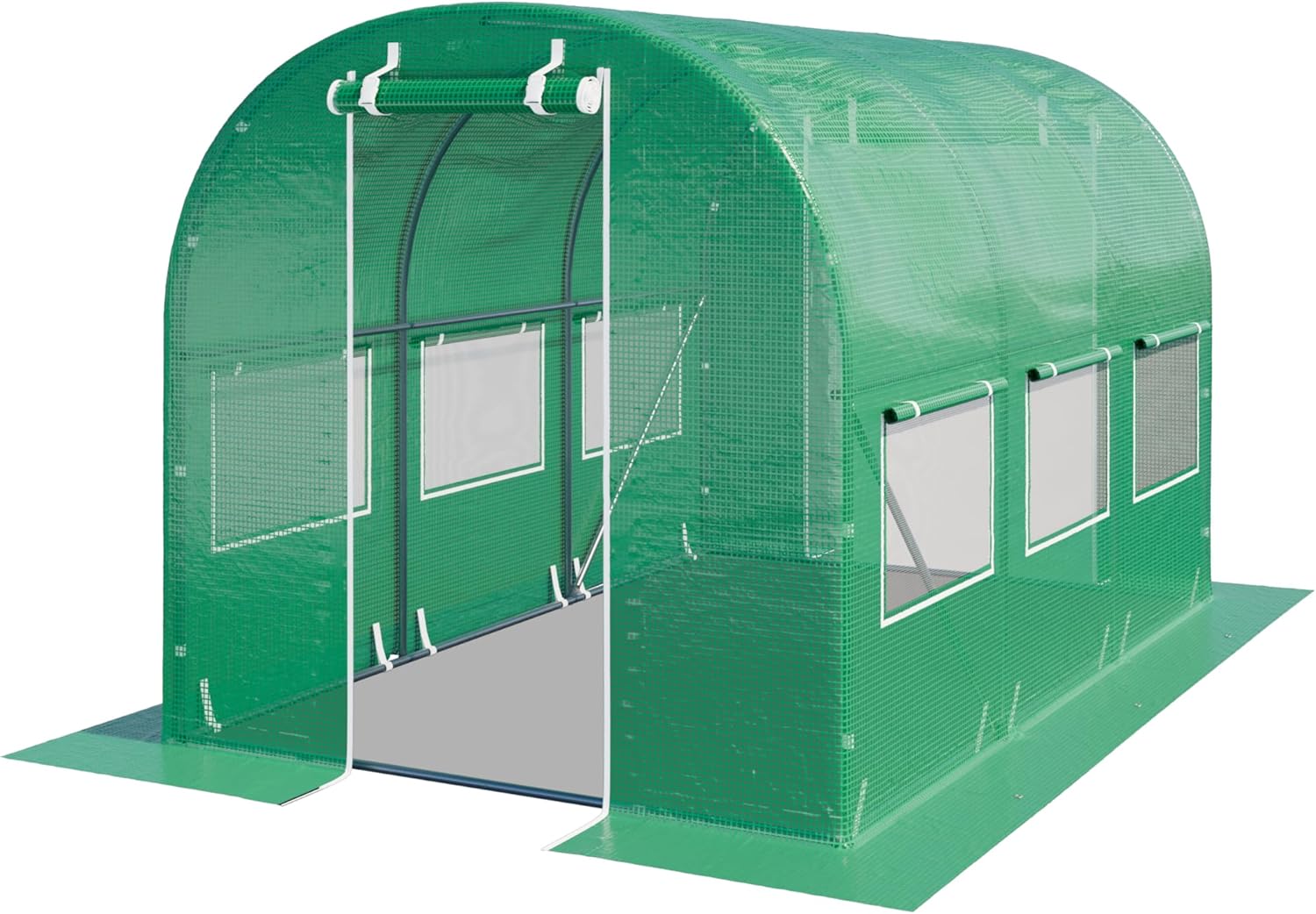 TOOLPORT Foliengewächshaus Gewächshaus 2x3m stabil & langlebig mit Fenster - reißfeste PE Plane 180g/m² grün transparent