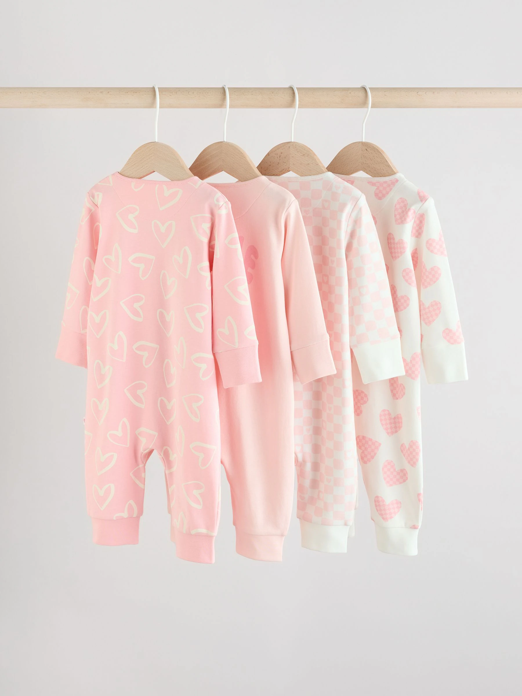 Roze - Verpakking van 4 Baby pyjama's met tweewegrits en Print (0mnd -3jr)