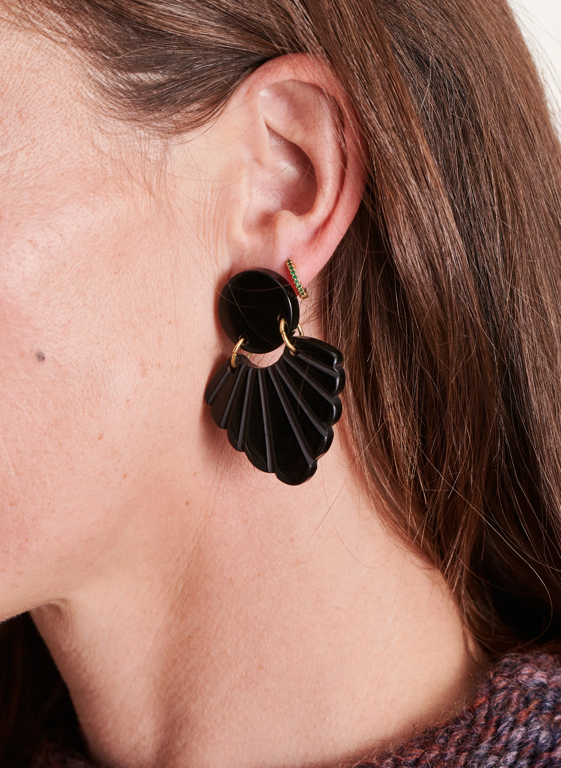 Boucles d'oreilles percées pendantes | Noir