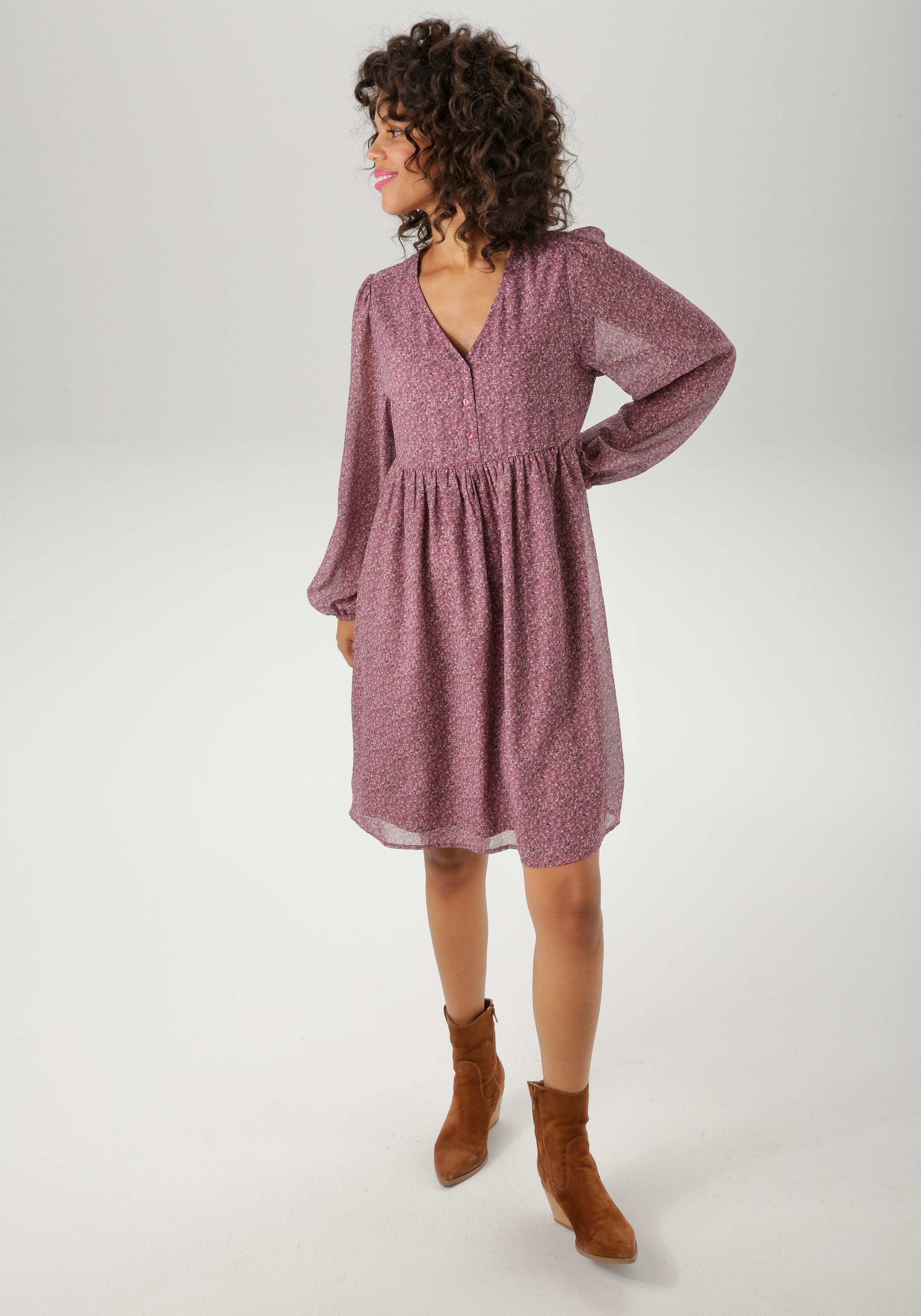 Aniston CASUAL Blusenkleid mit kleinem, grafischen Alloverdruck - NEUE KOLLEKTION