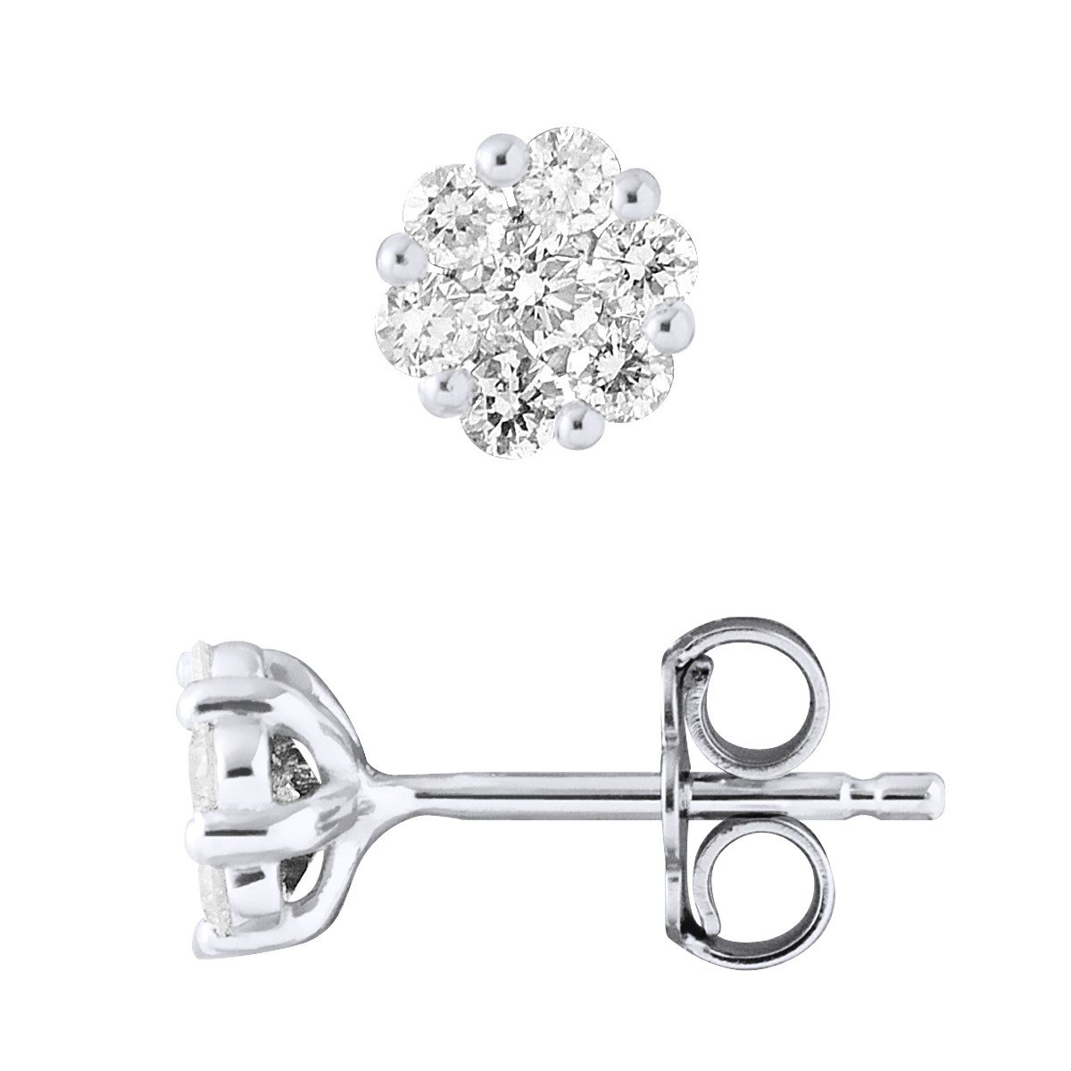 Clous d'Oreilles Diamant 0,70 Cts - Or Blanc
