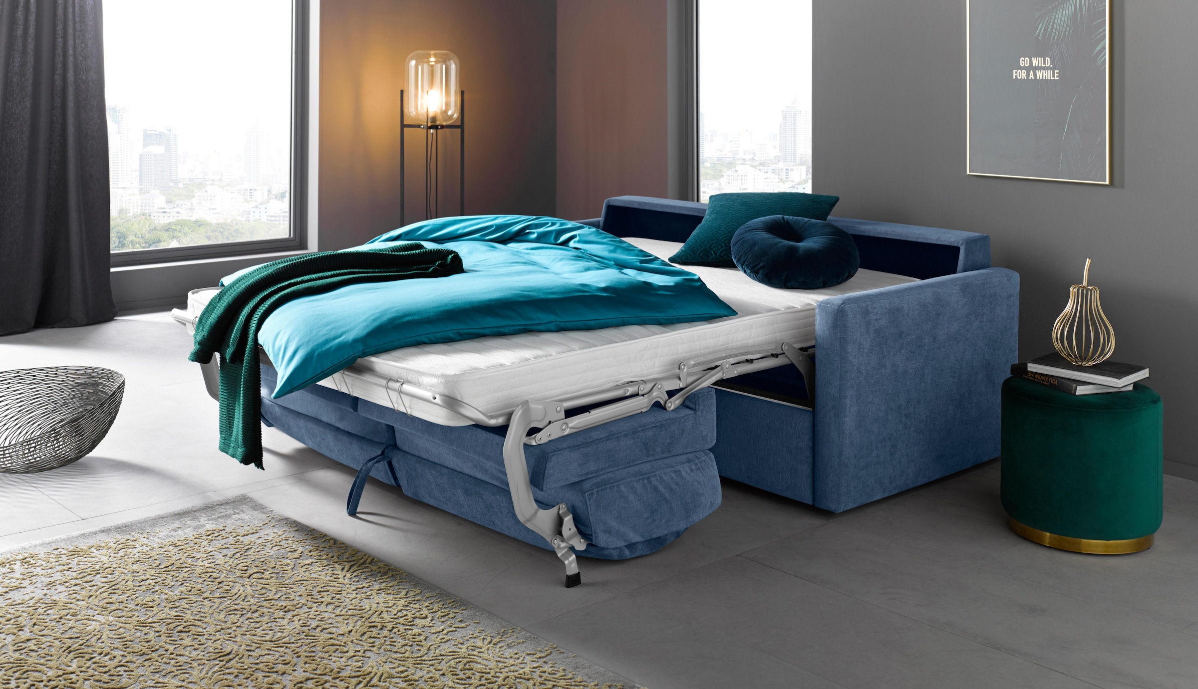 Home affaire Schlafsofa »GOLDPOINT 182cm,  Dauerschläfer, Liegefläche 140/200 cm,« 3-Sitzer mit Dauerschläfer-Funktion, Bonell-Federkernmatratze,