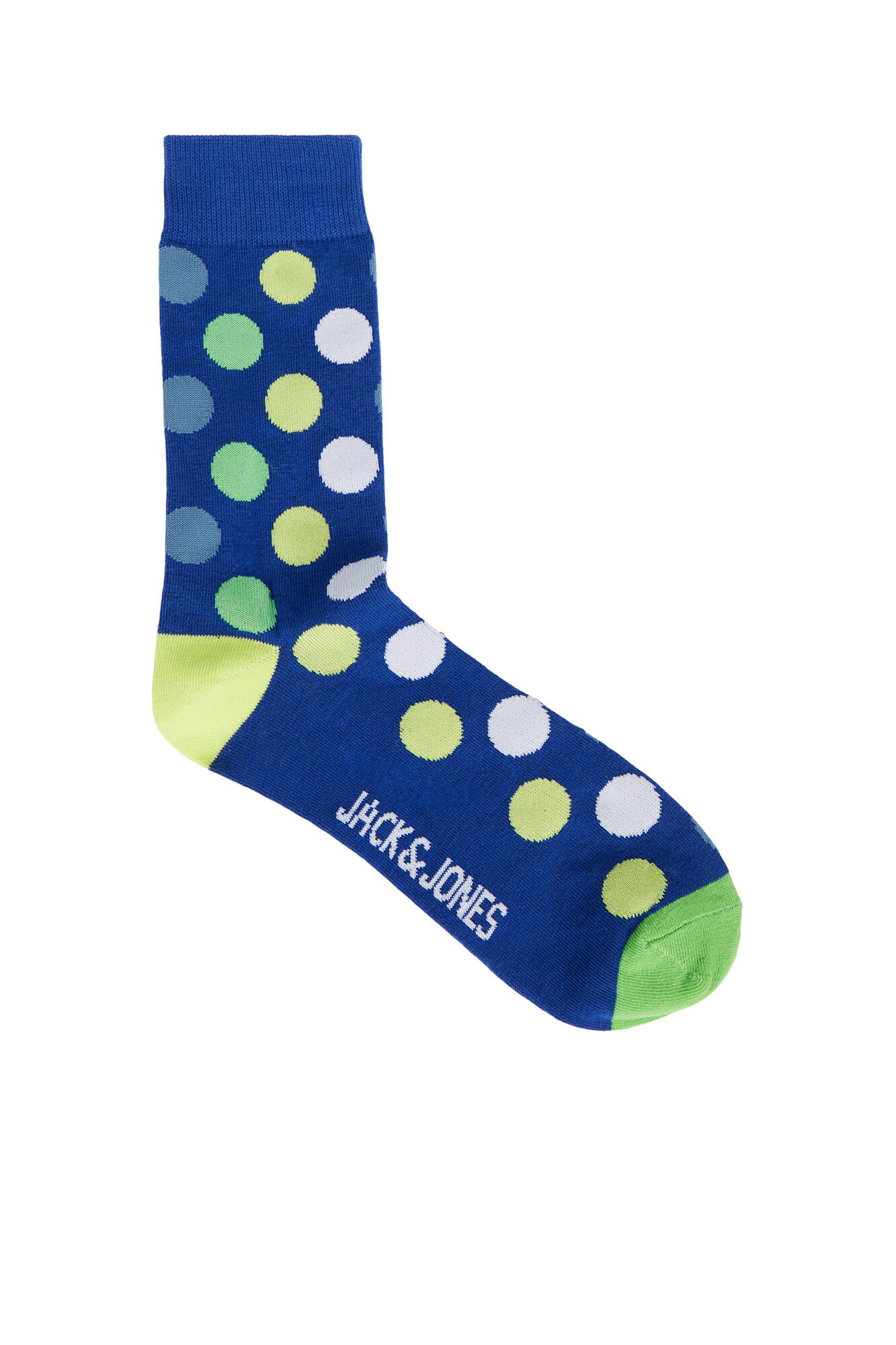 Pacote com 5 pares de meias altas com estampa de bolinhas coloridas