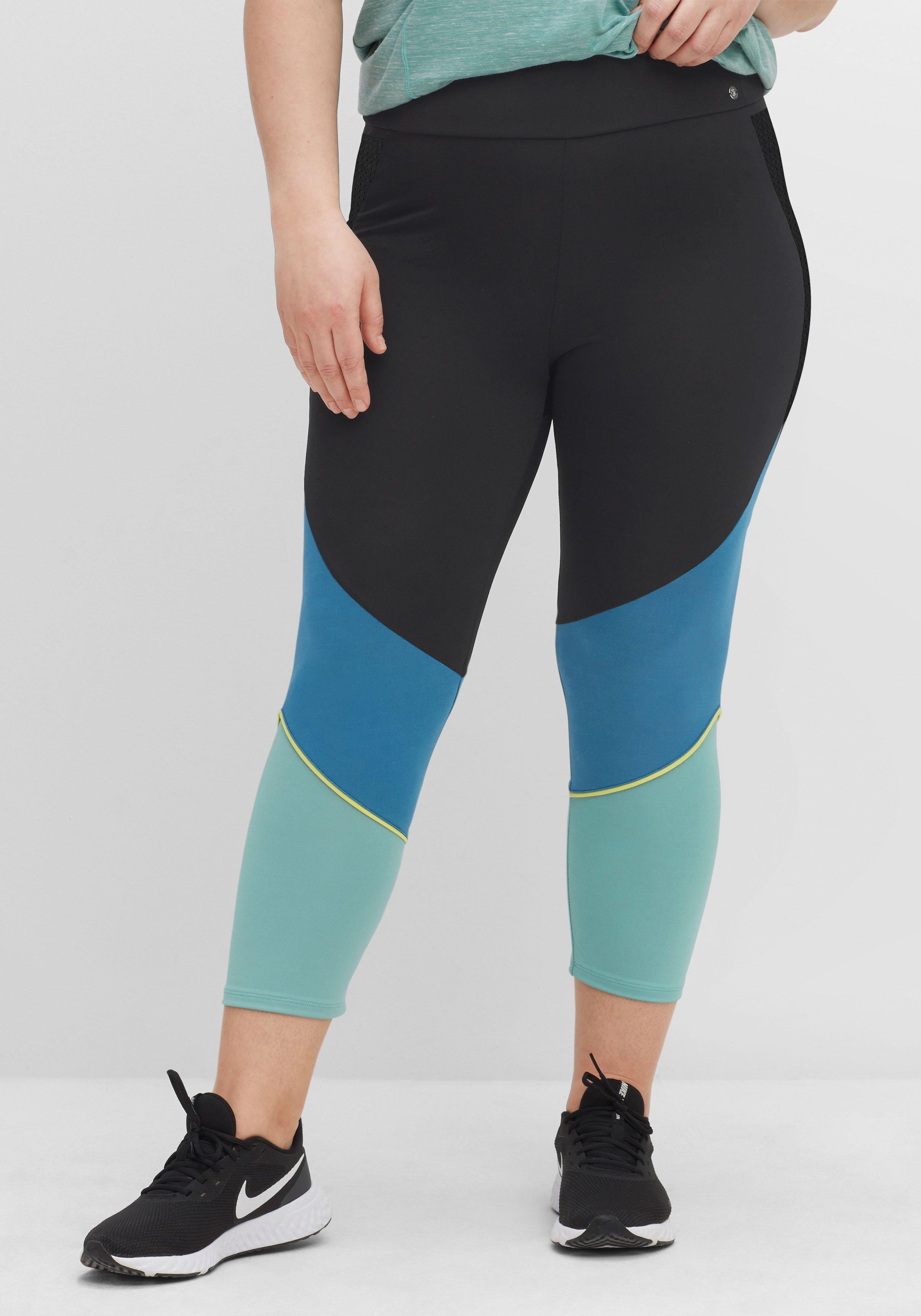 Funktionsleggings im Colourblocking-Look, in 3/4-Länge