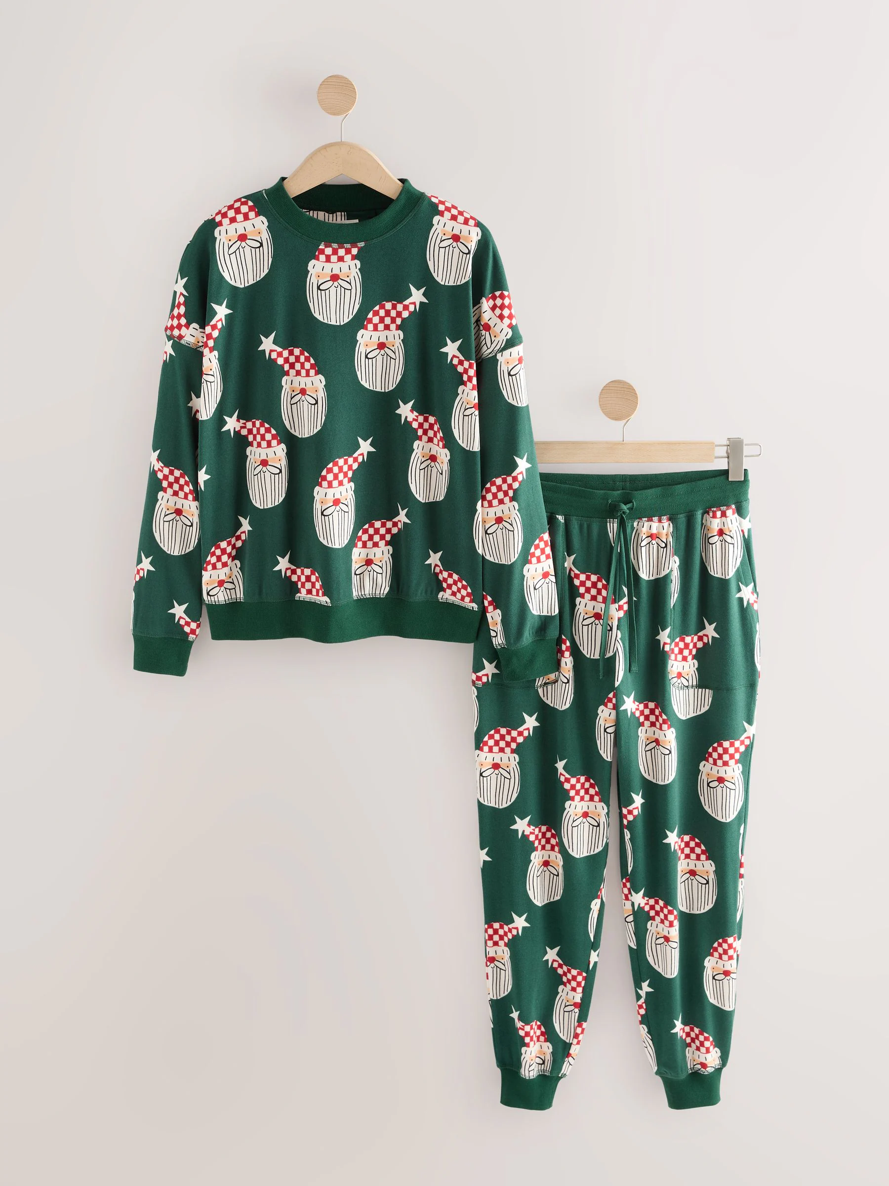 Groen met kerstmanprint - Bijpassende familie Kerstmis Pyjama's met Lange mouwen