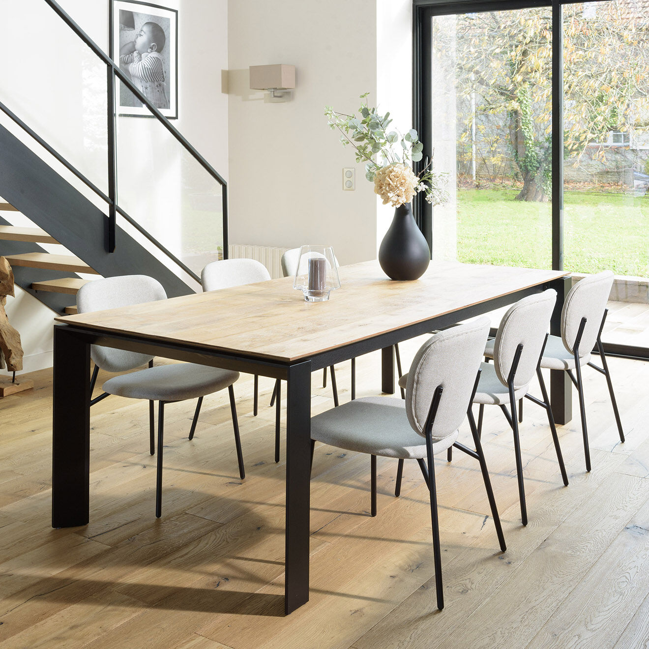 Macabane 2 Chaises en Tissu Tom écru - 48x56x83 cm