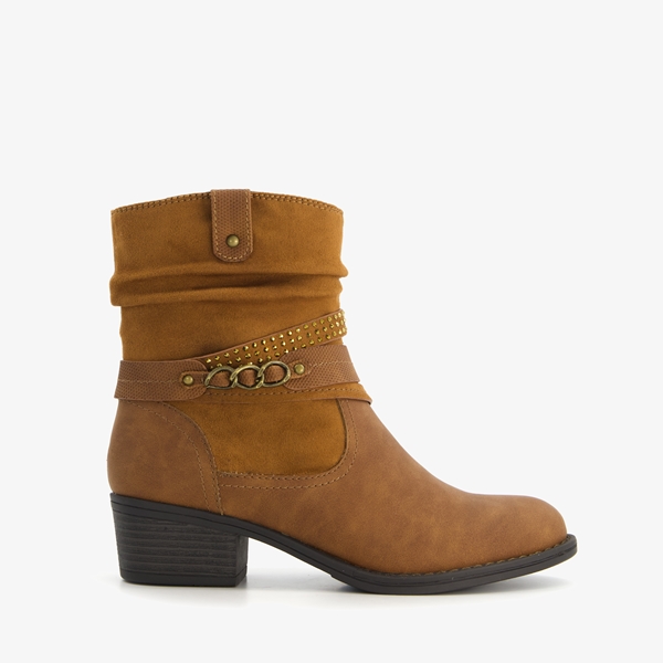 Nova dames enkellaarsjes cognac