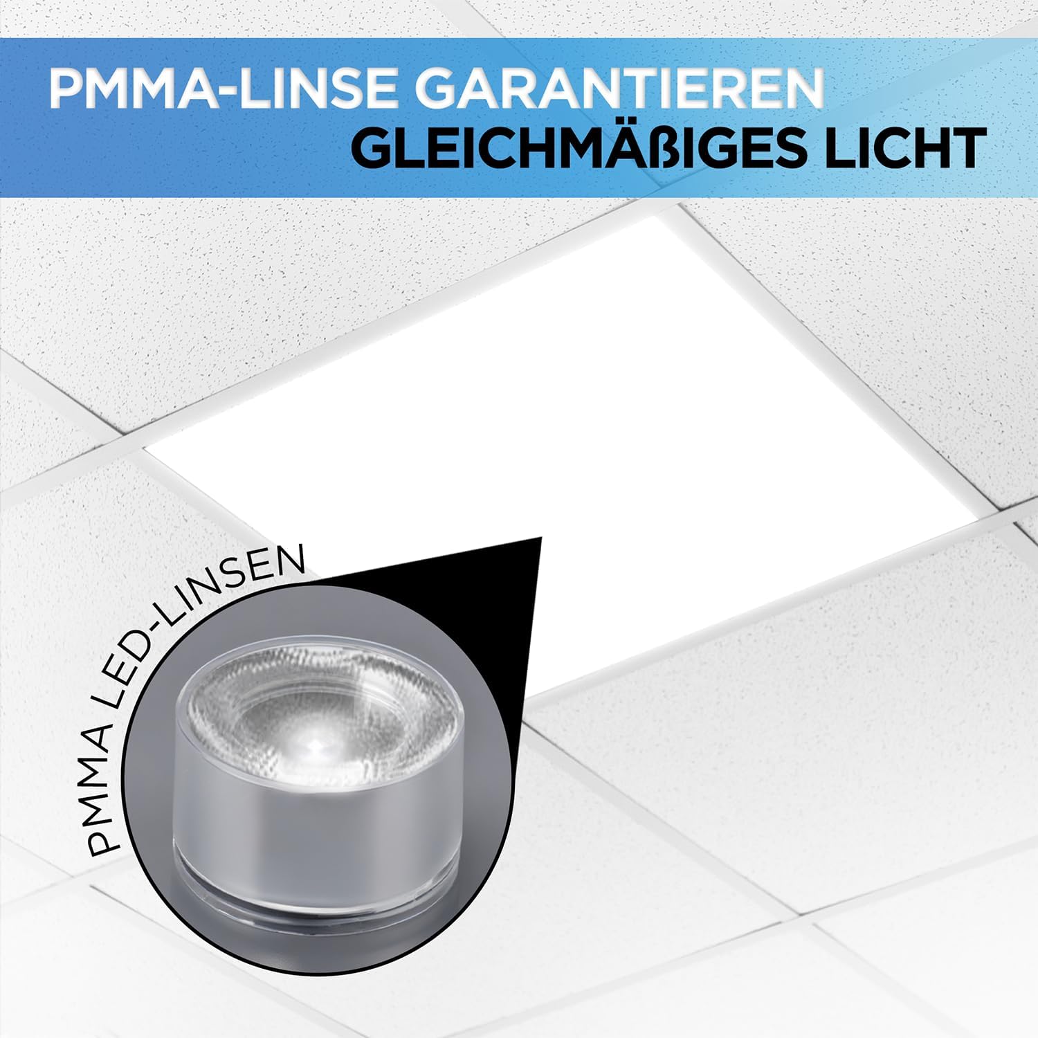 LED Panel 62x62 cm - 6x LED Deckenleuchte Neutralweiß für Rasterdecken Deckenpanel Rasterleuchte Platten Einbau Deckenlampe Odenwalddecke (4000K)