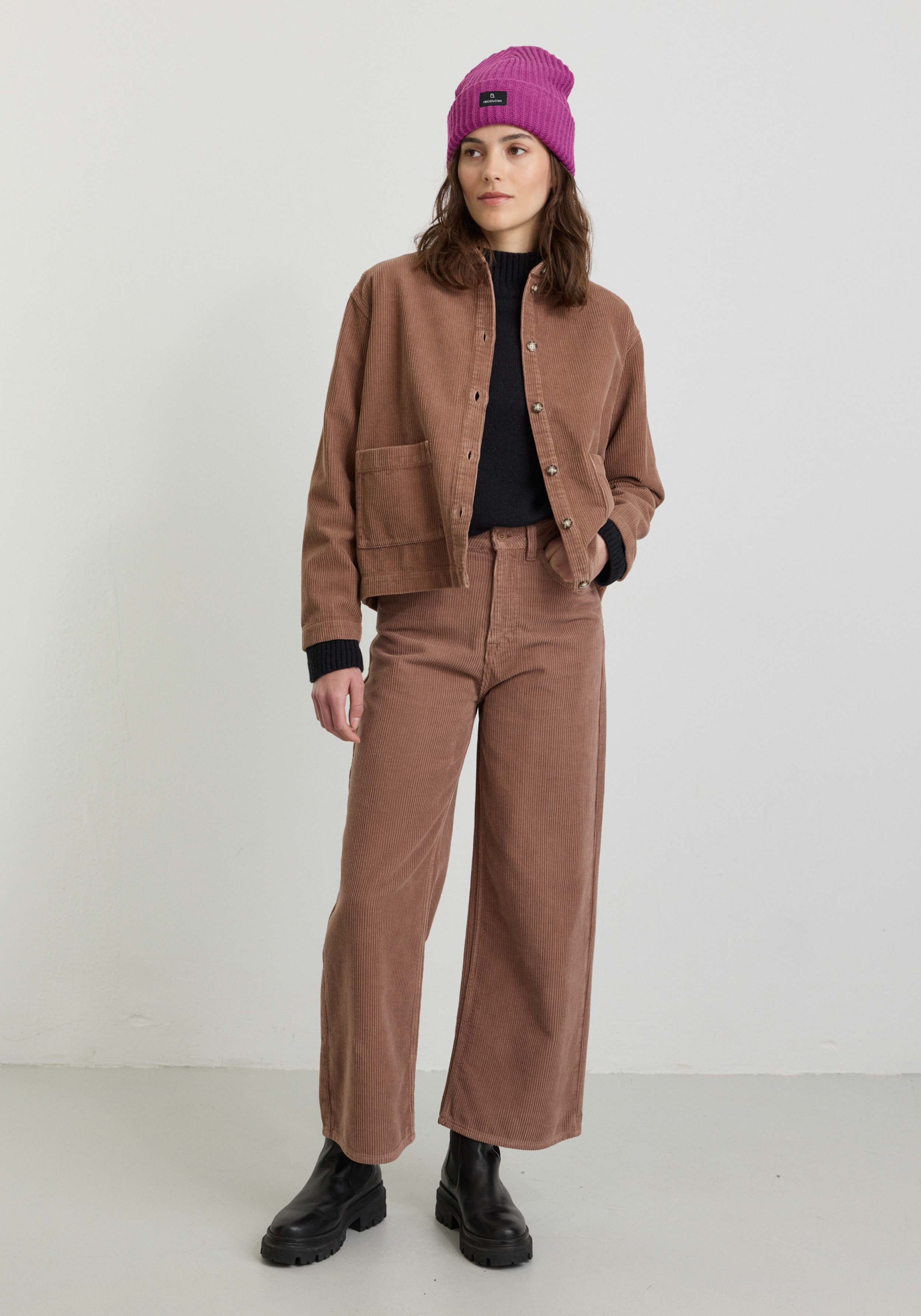 Recolution Cord-Overshirt Rhodea Cognac Brown