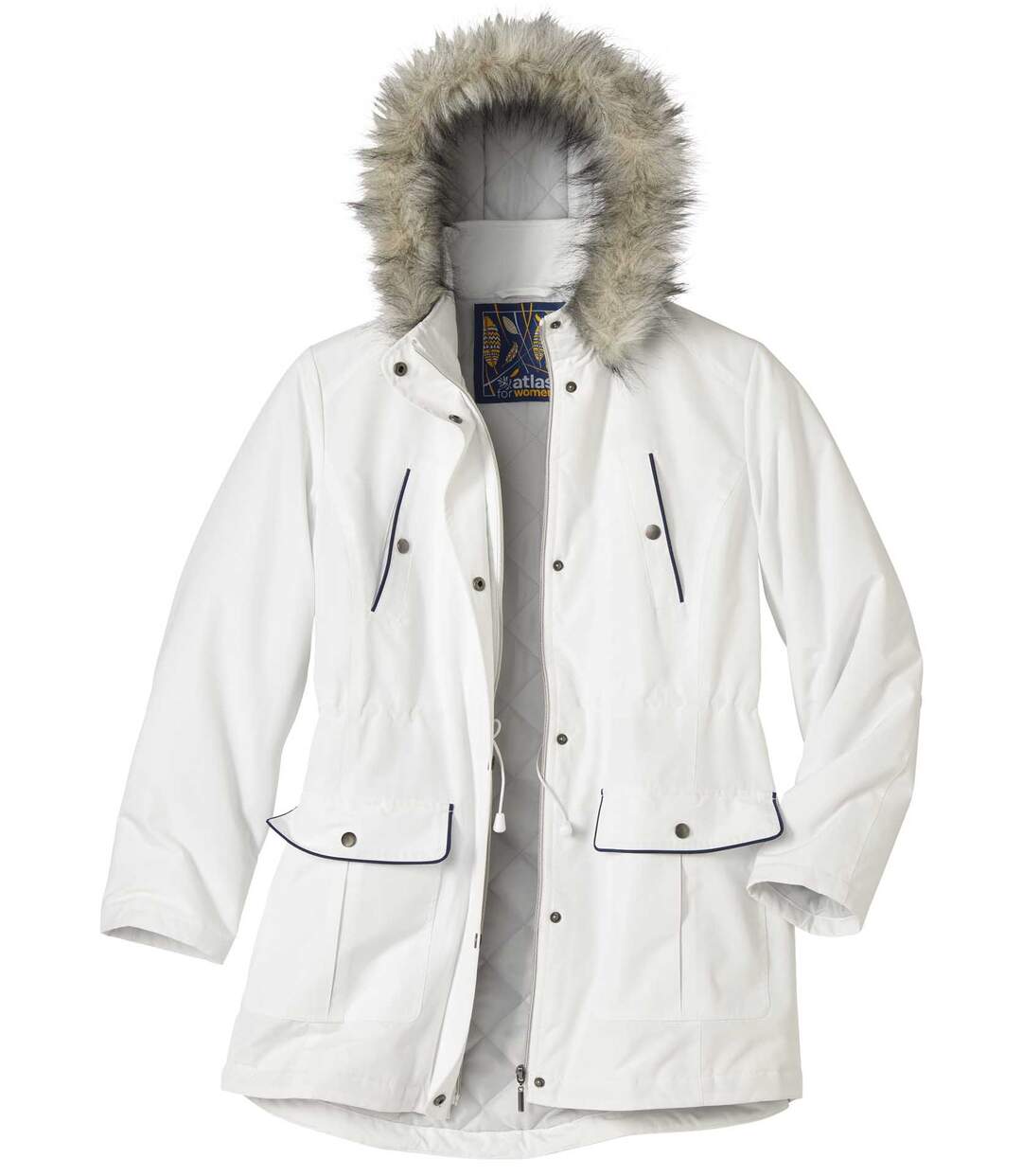Parka Matelassée à Capuche Fausse Fourrure