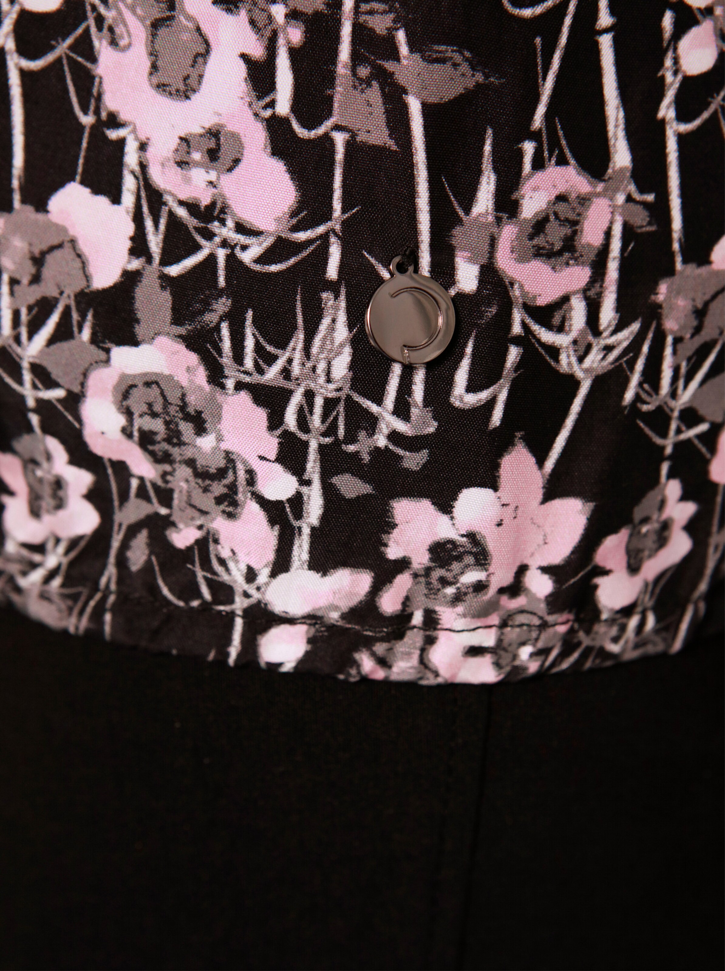 CREATION L PREMIUM Cupro-Viskose-Bluse in schwarz-rosé-gemustert