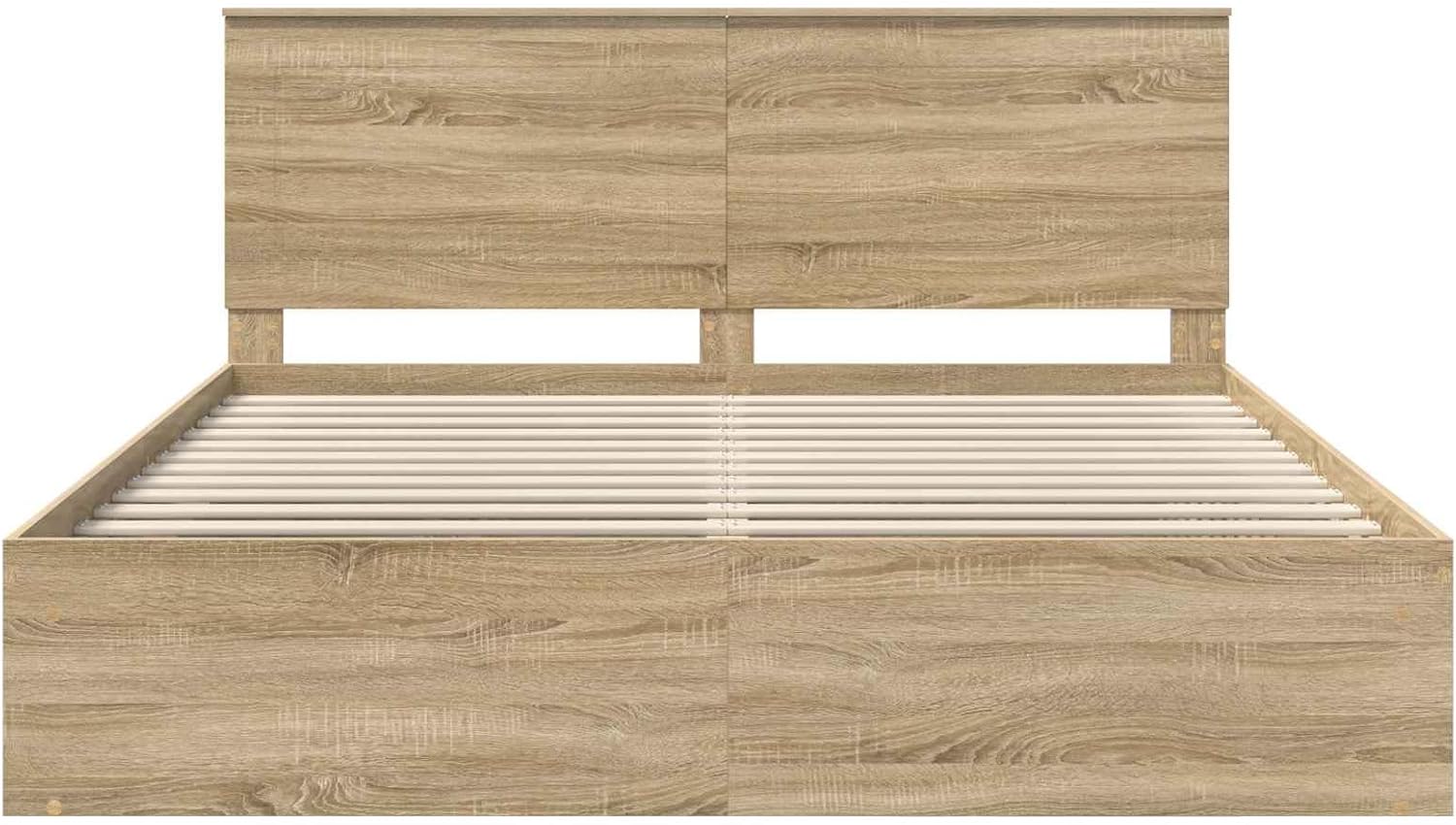 Bettrahmen Sonoma 180x200 cm aus Massivholz Kiefer, Modernes Design mit Kopfteil & Lattenrost, Robustes Holzbett for Schlafzimmer und Gästezimmer