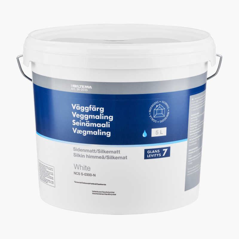 Veggmaling, hvit, 5 iter