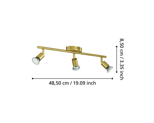 LED plafondspot 3x 2,8W 750 lm 3000 KL 48,5 cm messing