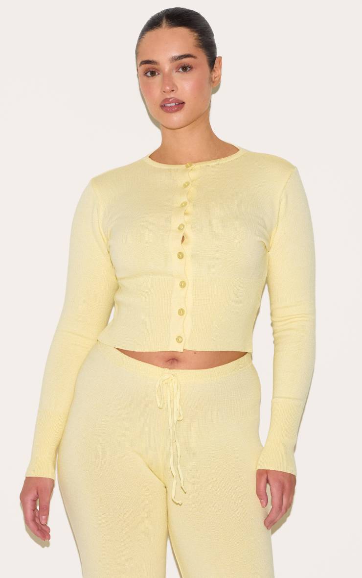 Citron Cardigan Côtelé Large À Boutons En Maille Shape