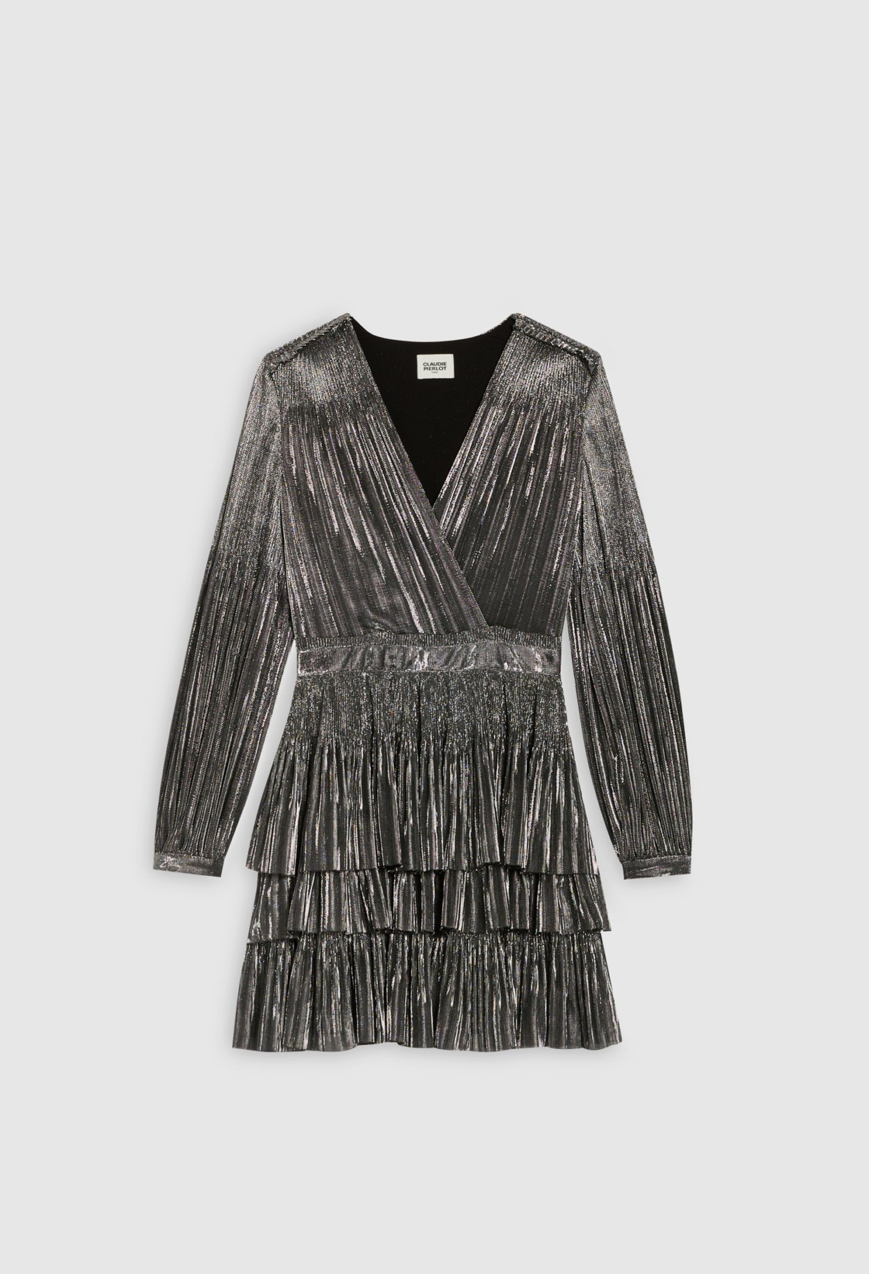 Robe argent courte &agrave; volants