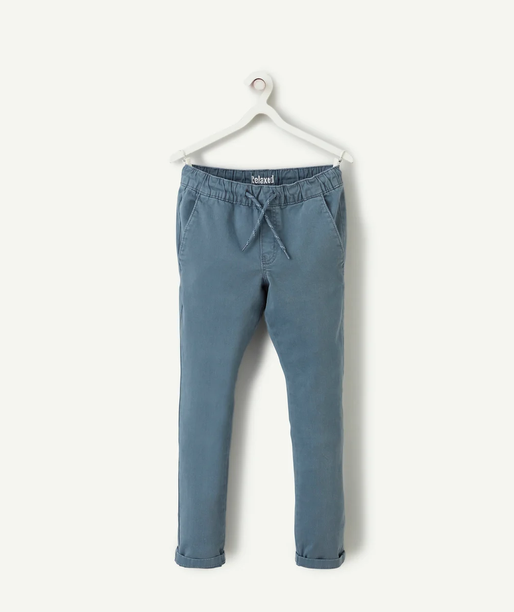 PANTALON SLIM RELAX GARÇON EN COTON BIO BLEU