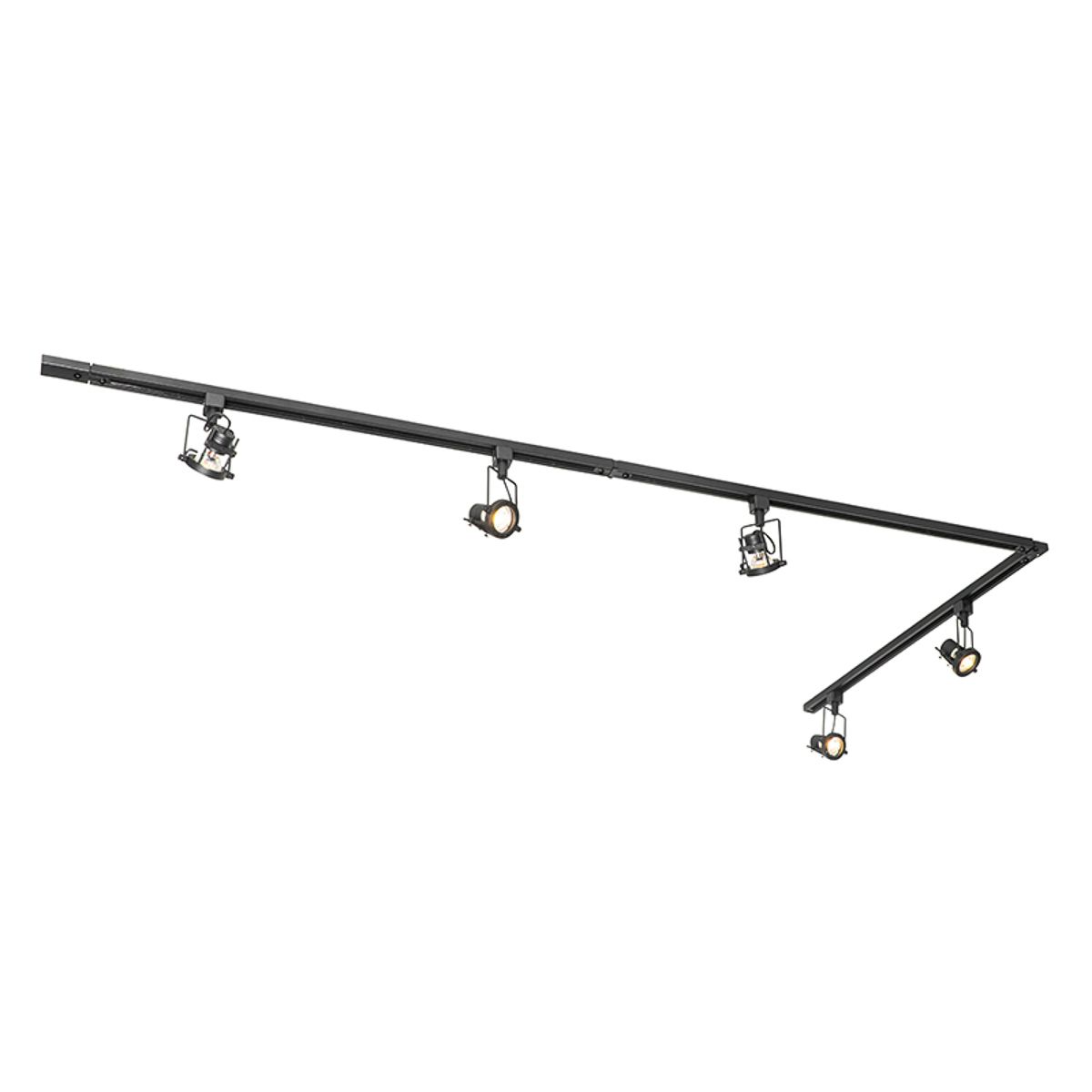 Modern railsysteem met 5 spots zwart 1-fase  - Iconic Suplux