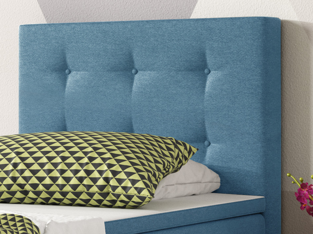 Boxspringbett - blau - mit Topper - H3 - 90x200 cm