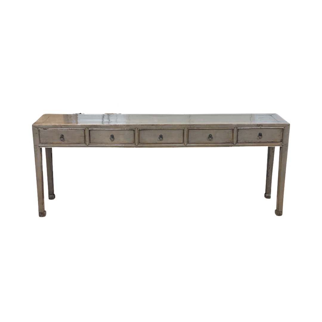 Wandtafel groen/bruin 5 lades wandtafel groen/bruin 5la 218x42x86