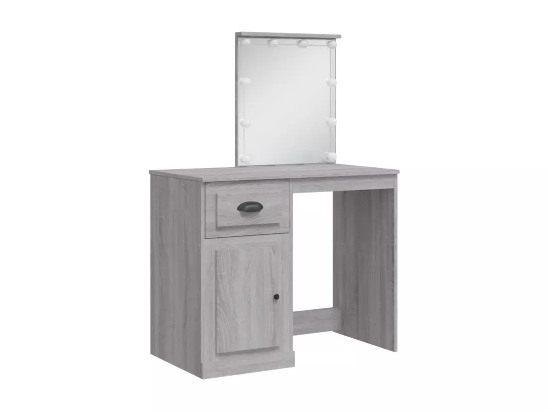Coiffeuse avec lumières LED sonoma gris 90x42x132,5 cm