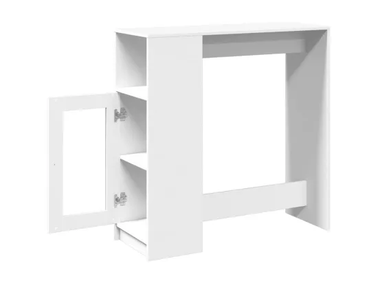 Table de bar avec étagères blanc bois d'ingénierie