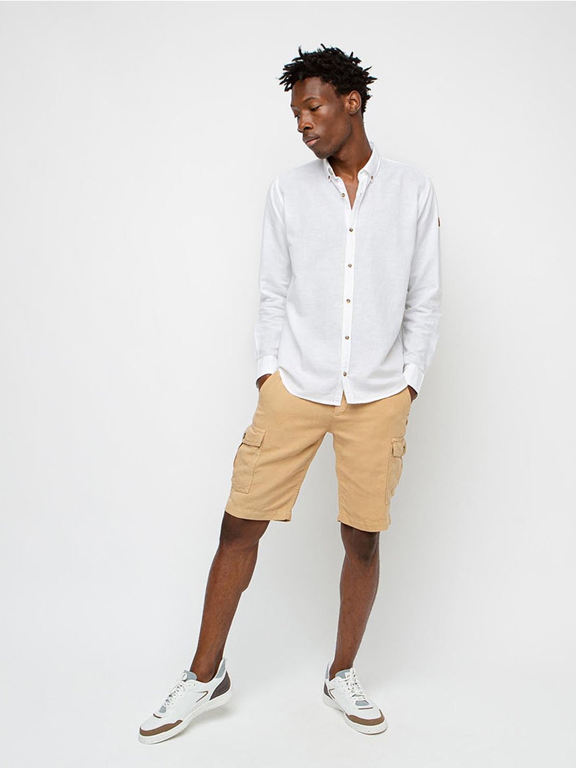 Chemise Homme Coton et Lin Blanc