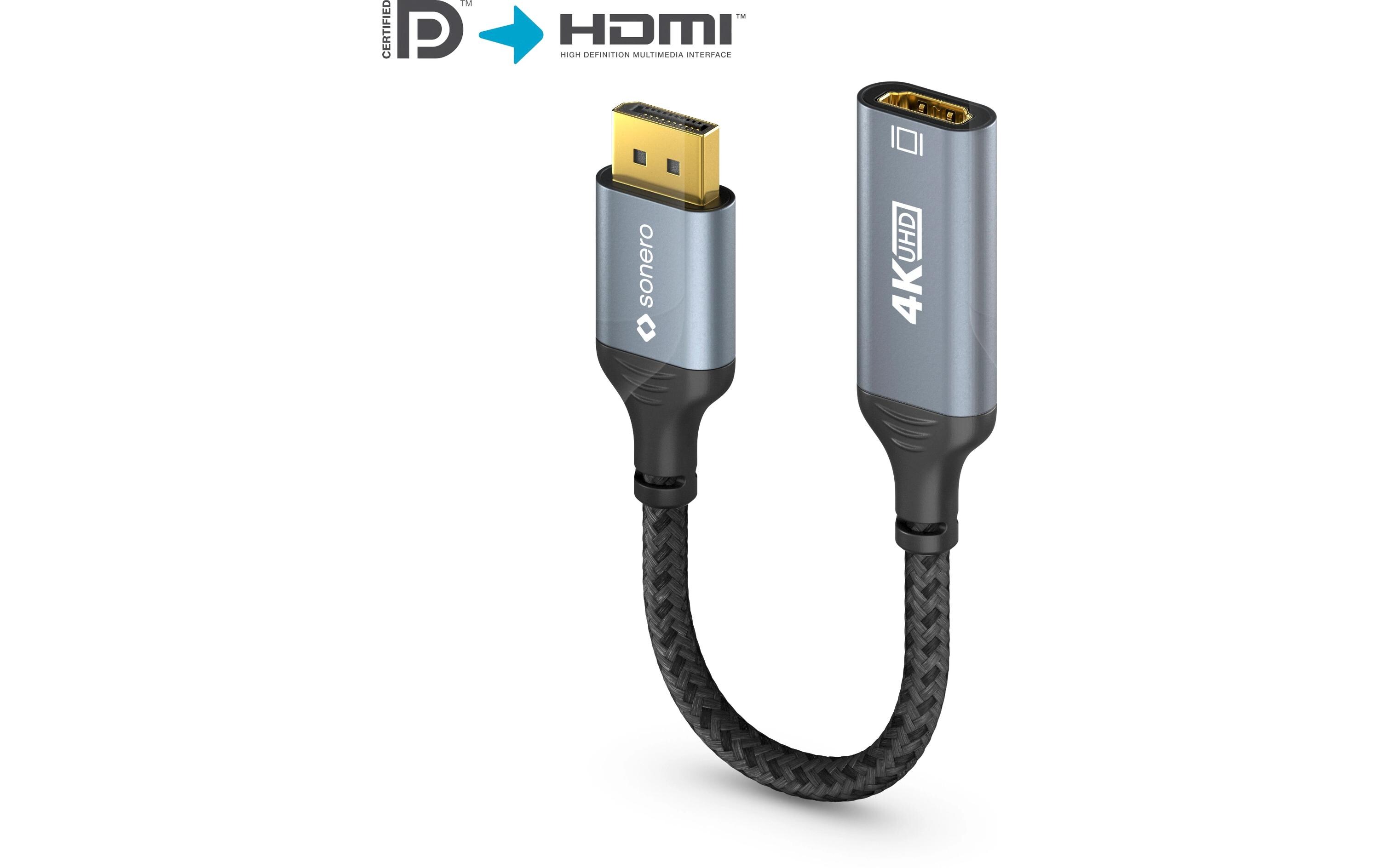 Adapterkabel DisplayPort - HDMIDisplayPort auf HDMI Adapter - 4K60 - grau/schwarz - 0.10m