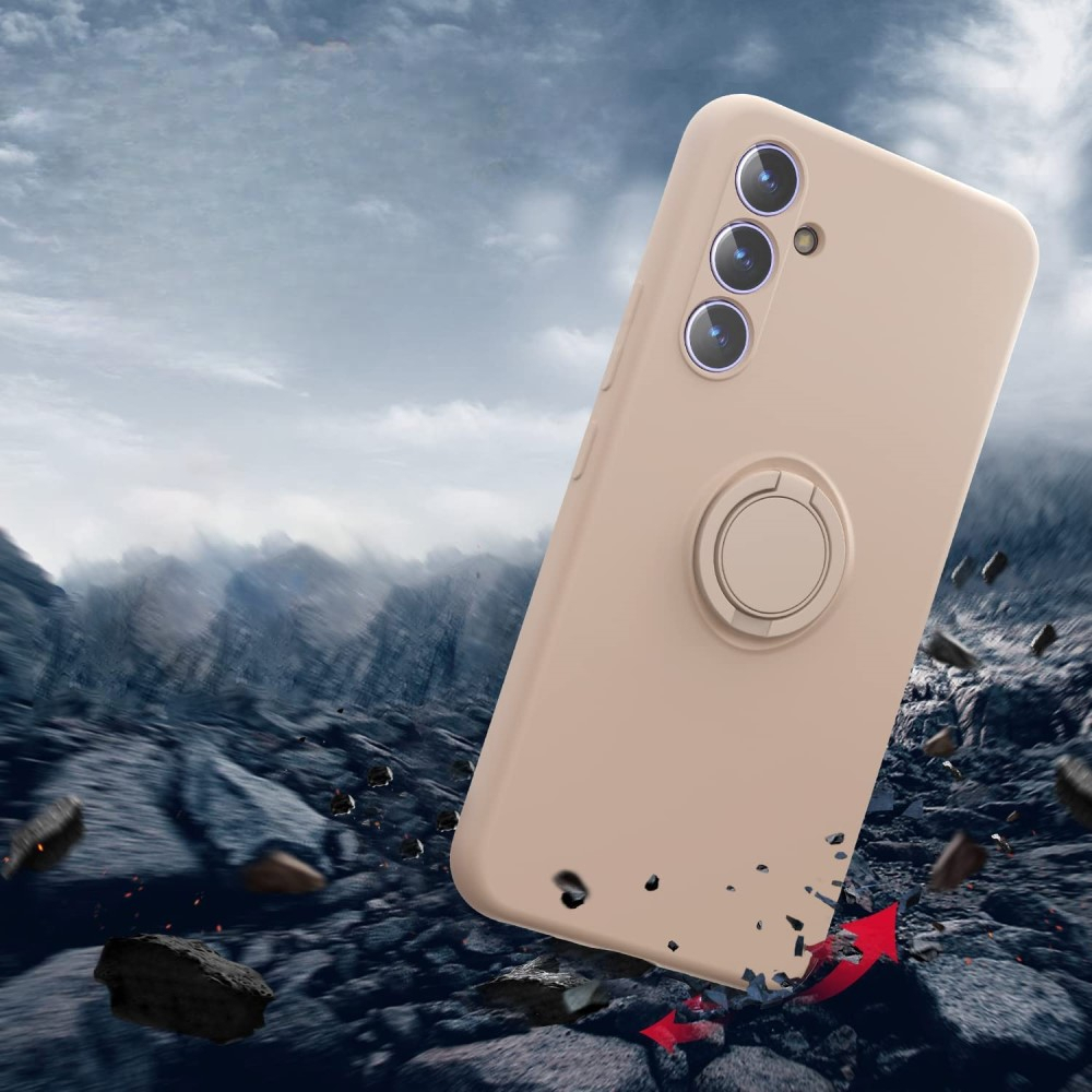 Samsung Galaxy A56 Silikon Case Hülle mit Kameraschutz und Kickstand Haltering   Displayschutzglas - Rosa