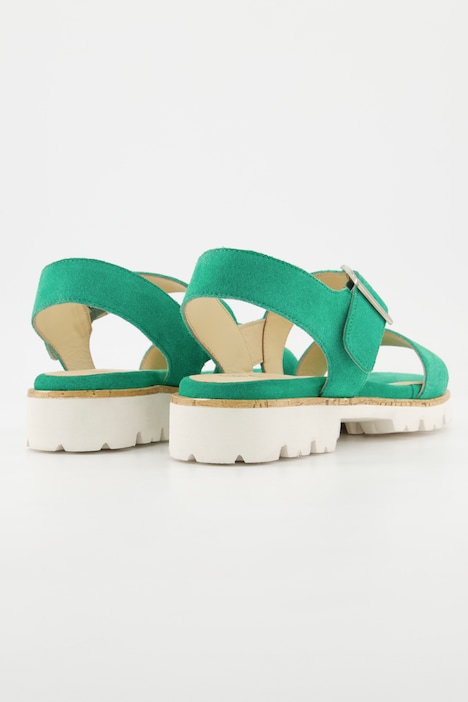 Leder-Sandaletten, Veloursleder, breite Riemen, Weite H