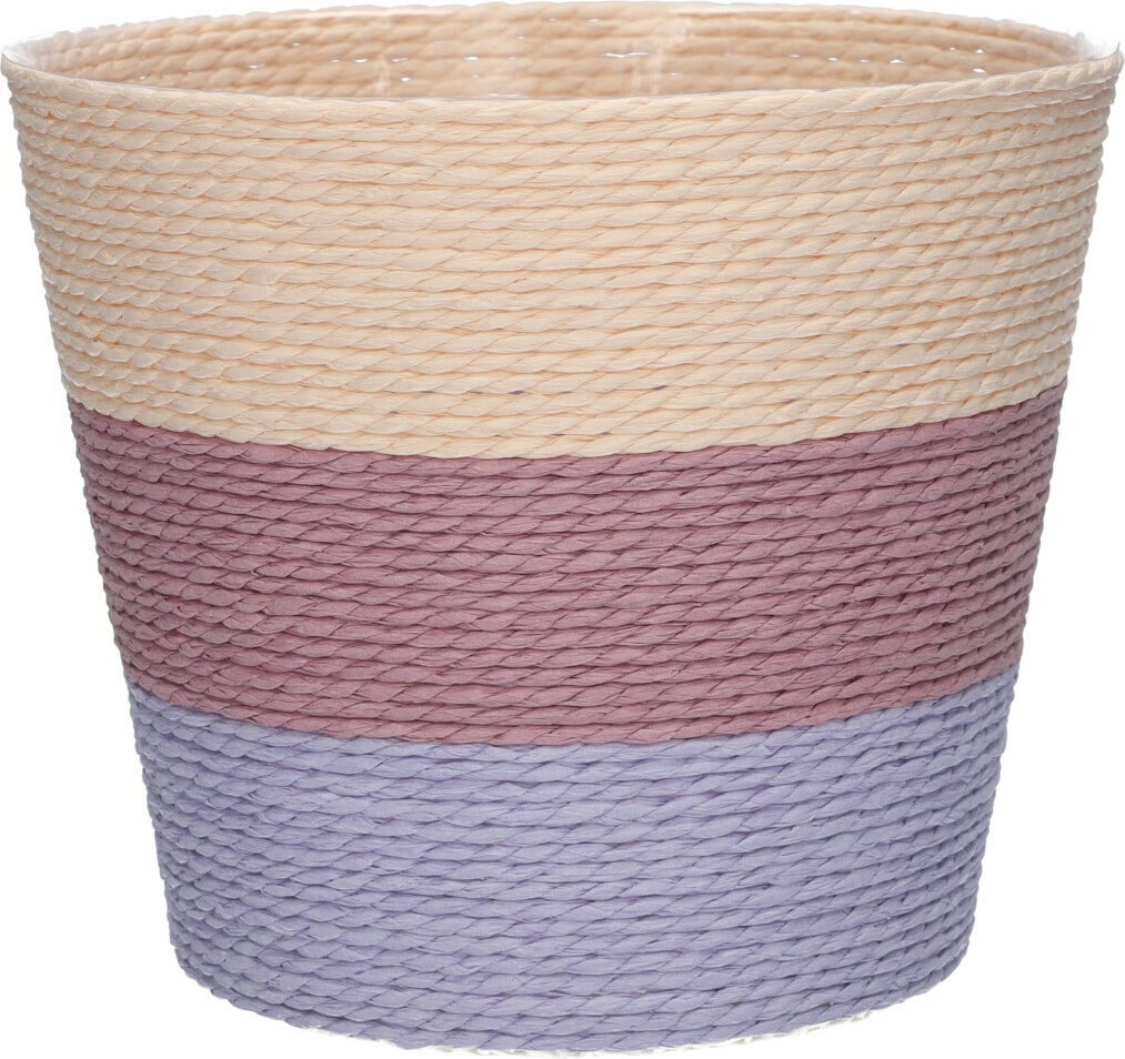 Duif plantenmand Riley lijnen crème / roze / paars D 6,8 H 5,2 cm