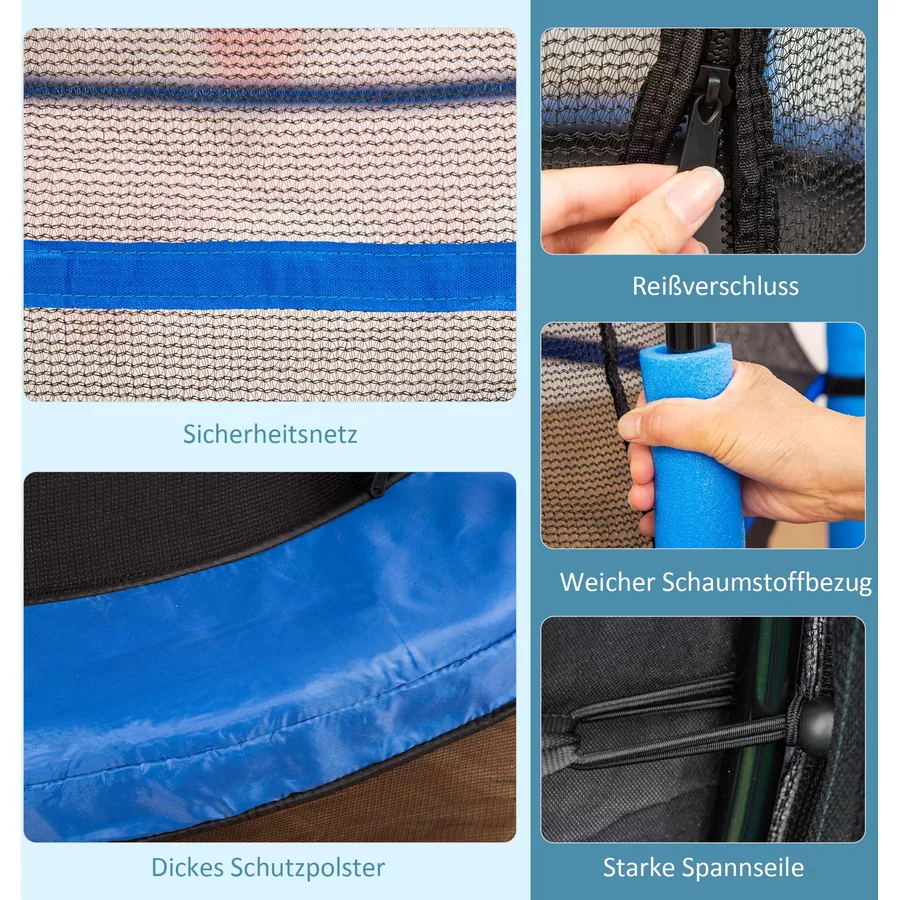 HOMCOM Trampolin mit Sicherheitsnetz blau