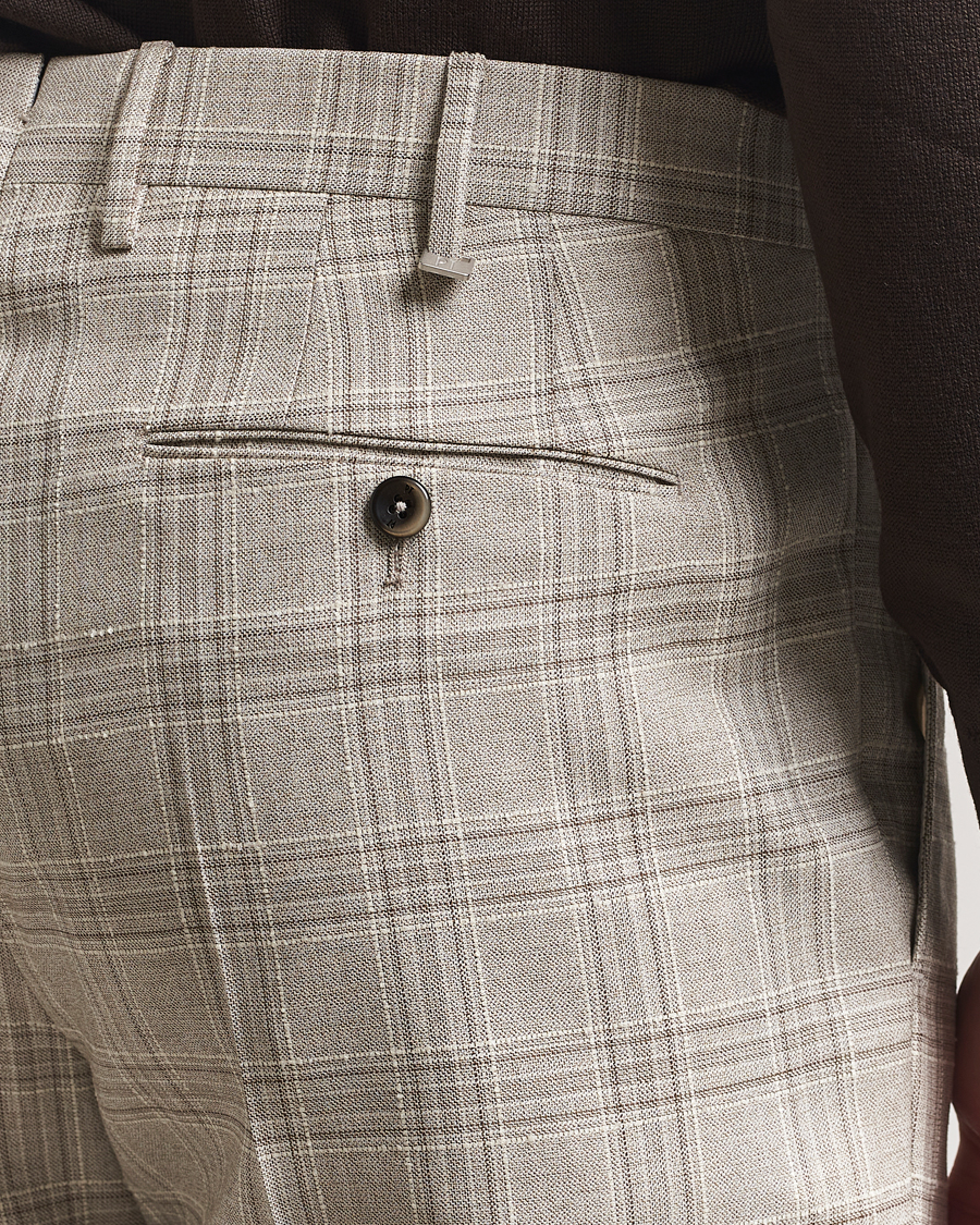PT01 Gentleman Fit Check Wool Trousers Beige