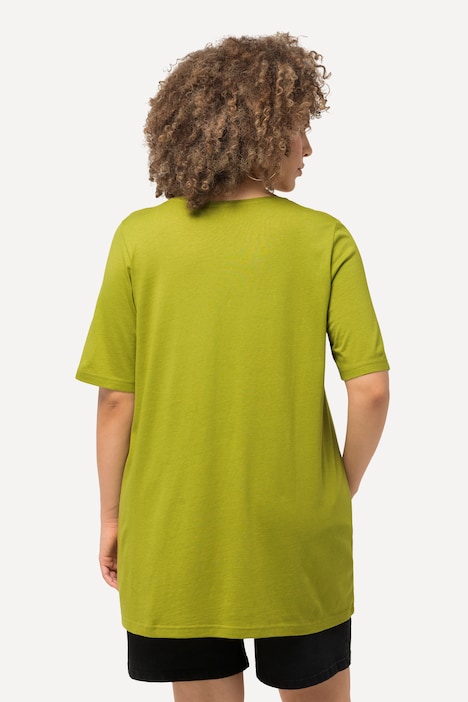 T-Shirt, Zierfalten, A-Linie, Rundhals, Halbarm, Modal