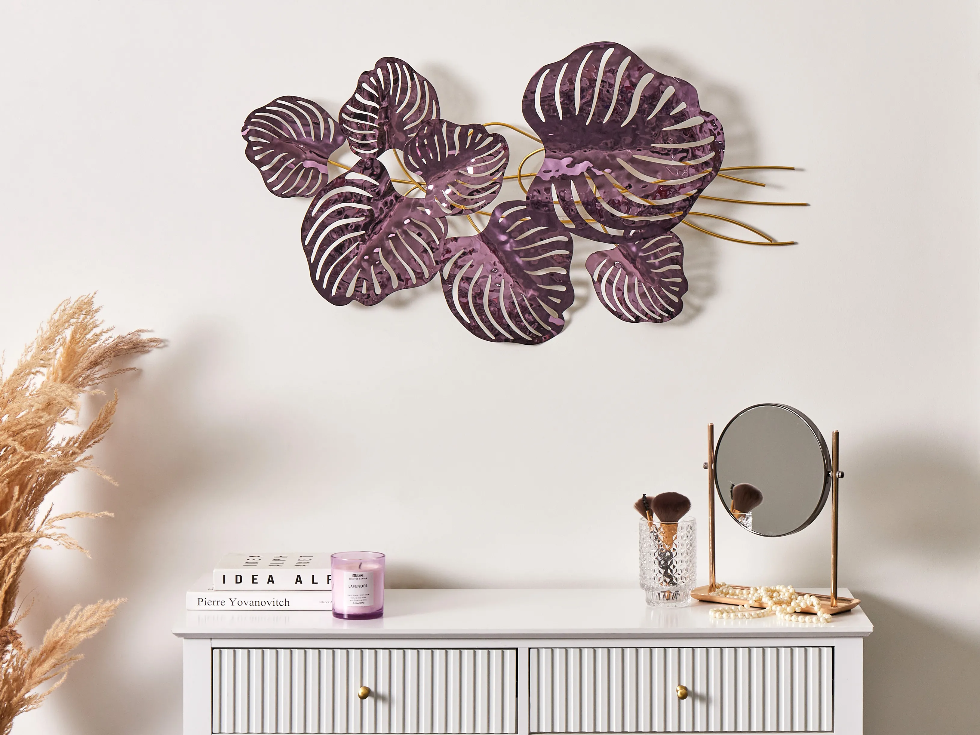 Wanddecoratie Blad HOLMIUM Metaal 50 cm Paars