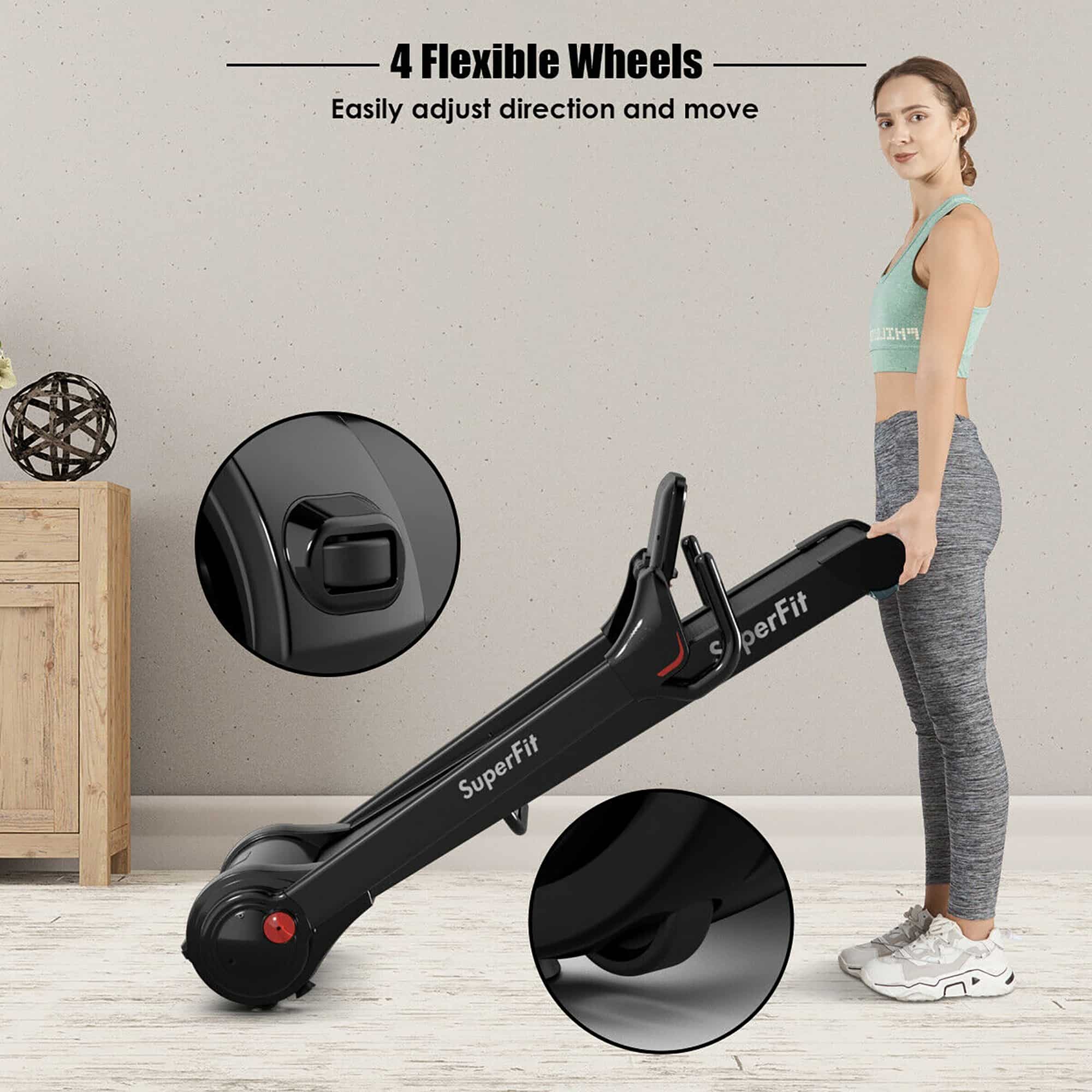 Esteira elétrica dobrável SuperFit 2.25HP com alto-falante - 55,9 x 30,5 x 49,5