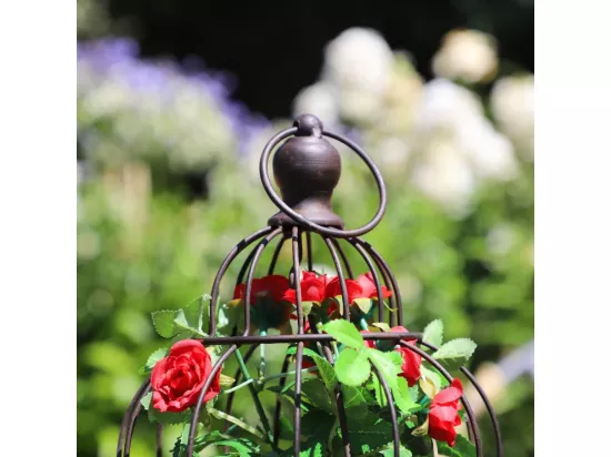Cage à oiseaux porte plante jardinière extérieure métal marron 18cm