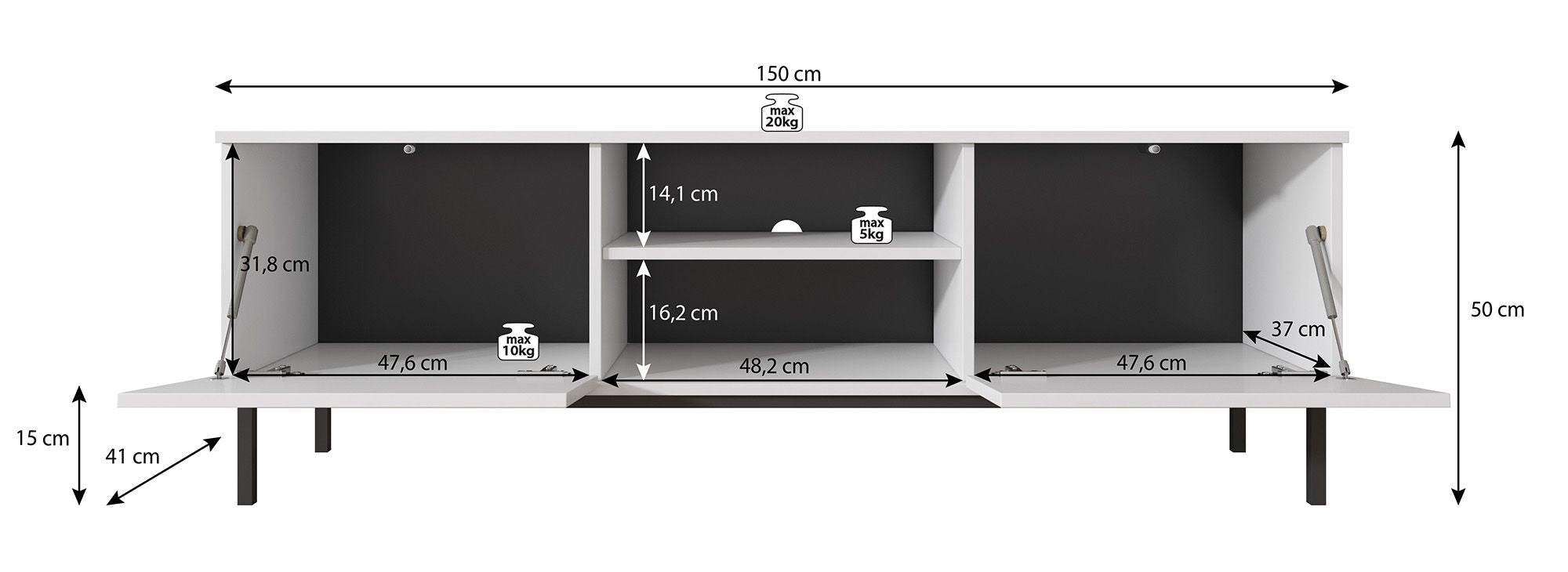 Queen - TV-Meubel - Eiken - 150x41x50 cm