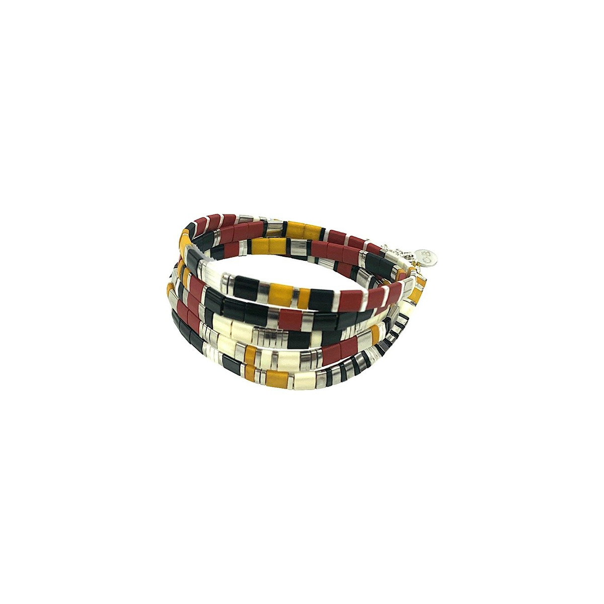 Bracelet 5 tours Claire BERTEAU Gapo Perles plates en verre