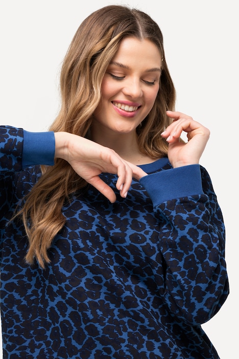 Sweater, Leomuster, Rundhals, Langarm, Modalmix