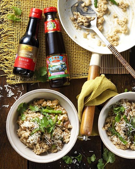 Risotto met shiitakepaddenstoelen en asperge