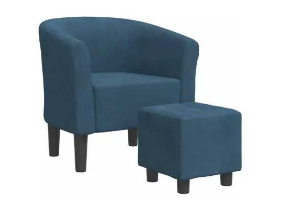 Chaise cabriolet avec repose-pied bleu foncé velours