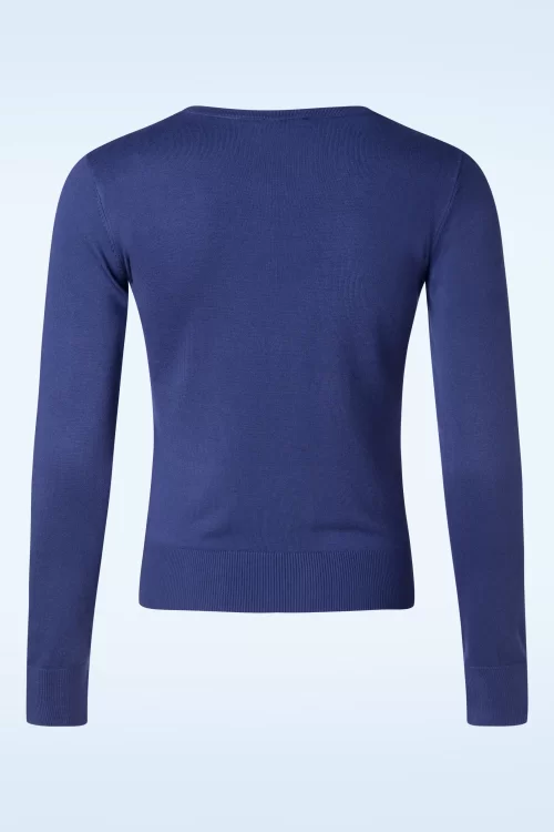 Zilch Round Neckline cardigan in violetblauw